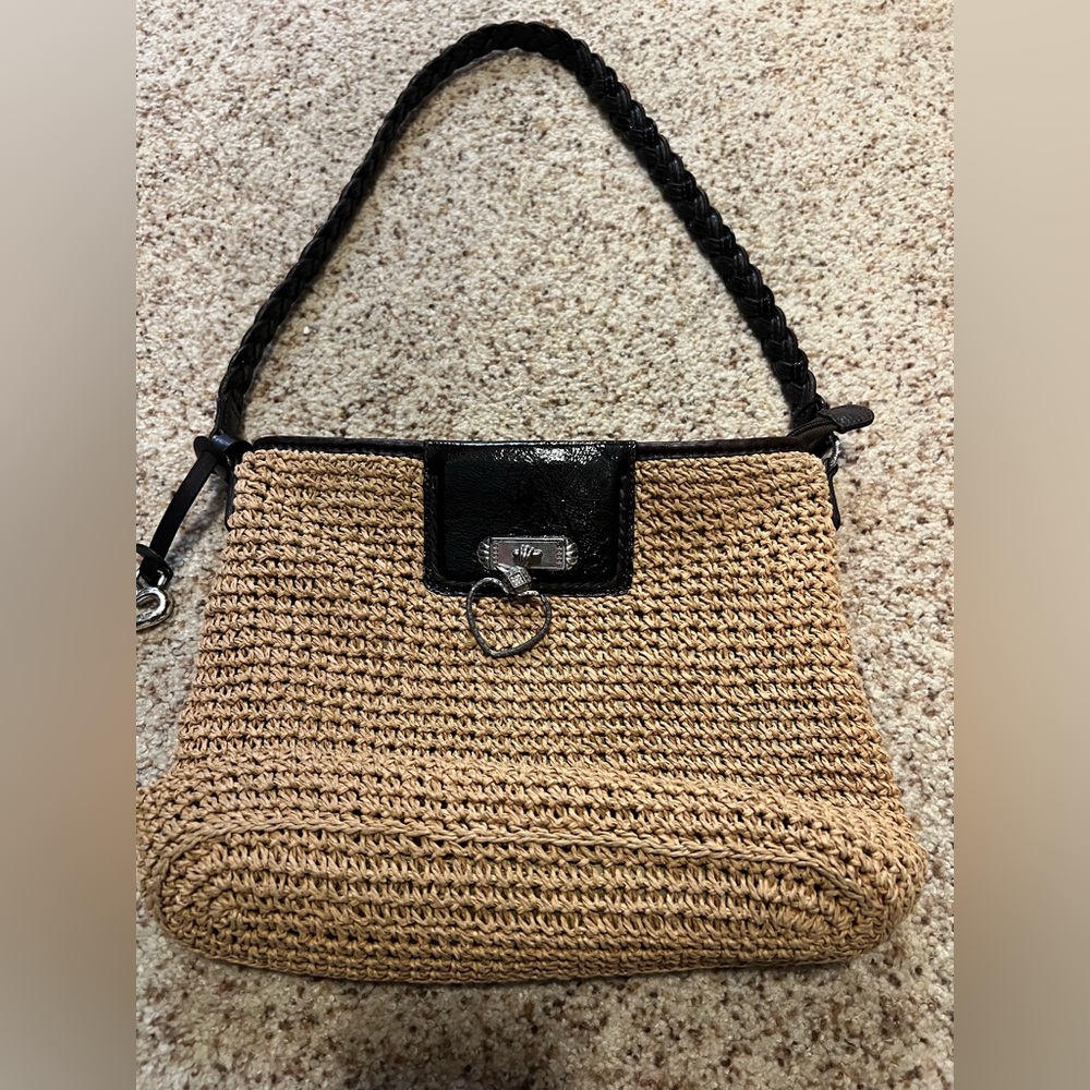 Brighton woven straw shoulder purse
